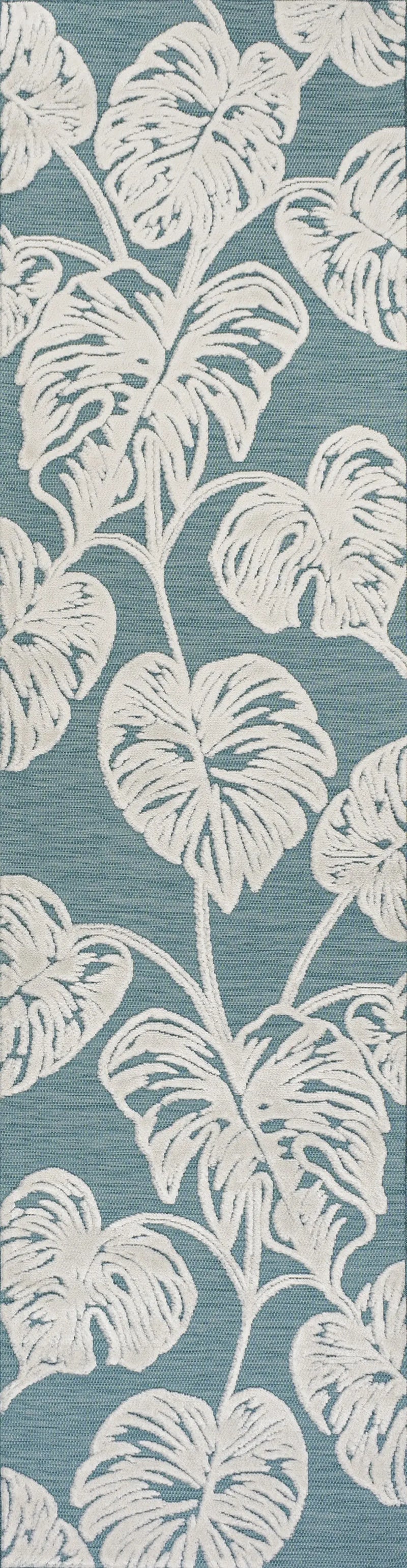 8' Blue And Ivory Floral Indoor Outdoor Runner Rug Homeroots Outdoor