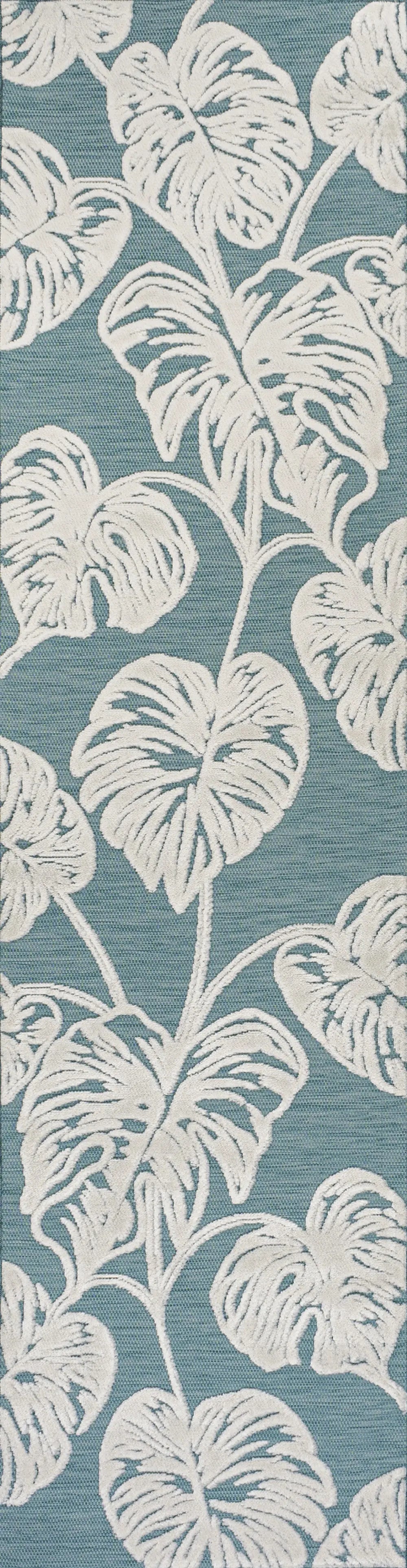 8' Blue And Ivory Floral Indoor Outdoor Runner Rug Homeroots Outdoor