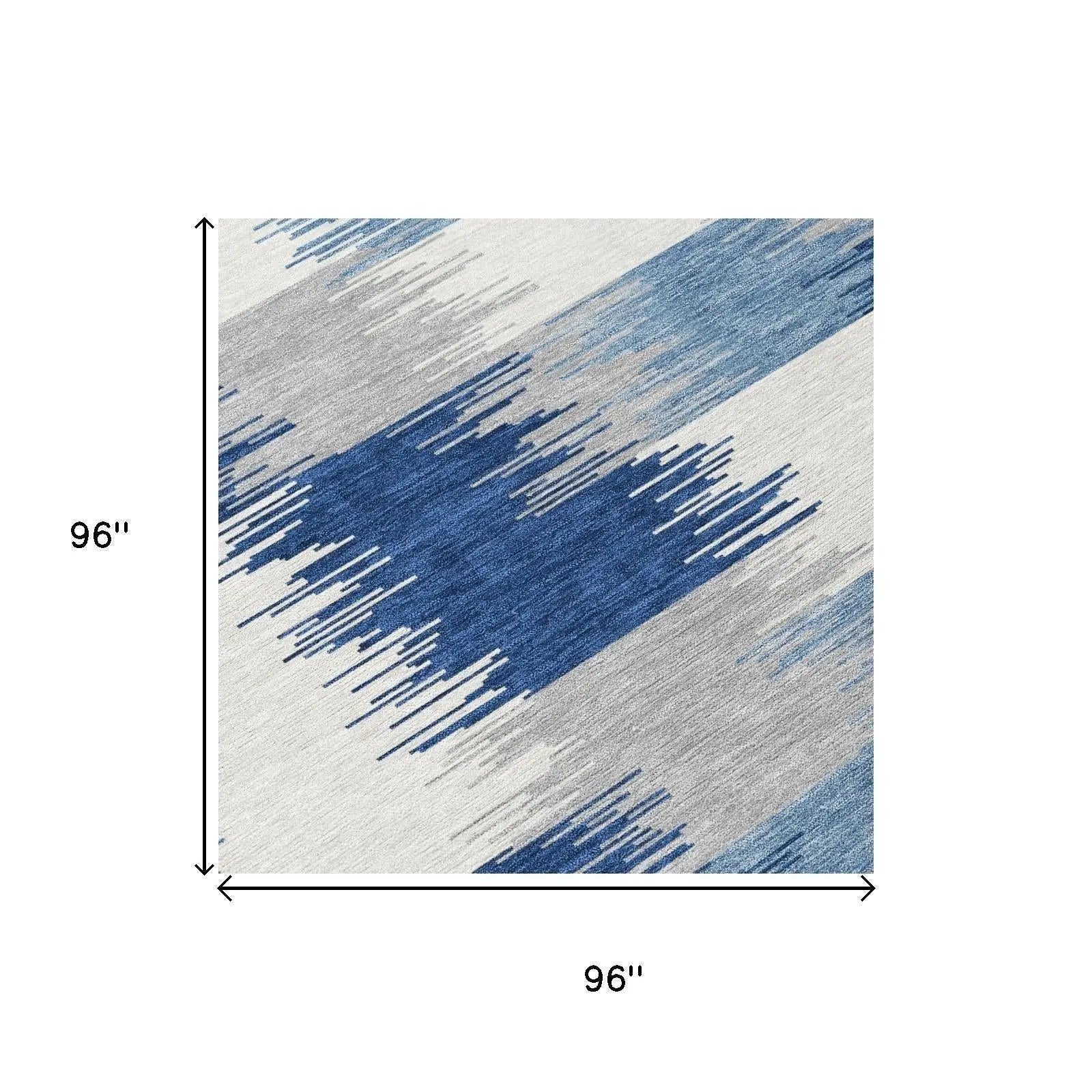 8' Blue And Ivory Round Geometric Washable Indoor Outdoor Area Rug Homeroots Outdoor