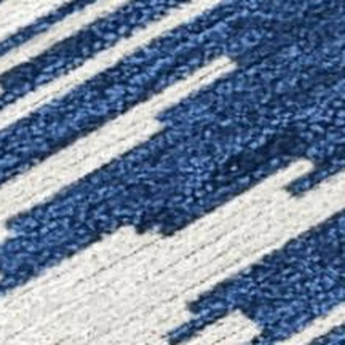 8' Blue And Ivory Round Geometric Washable Indoor Outdoor Area Rug Homeroots Outdoor
