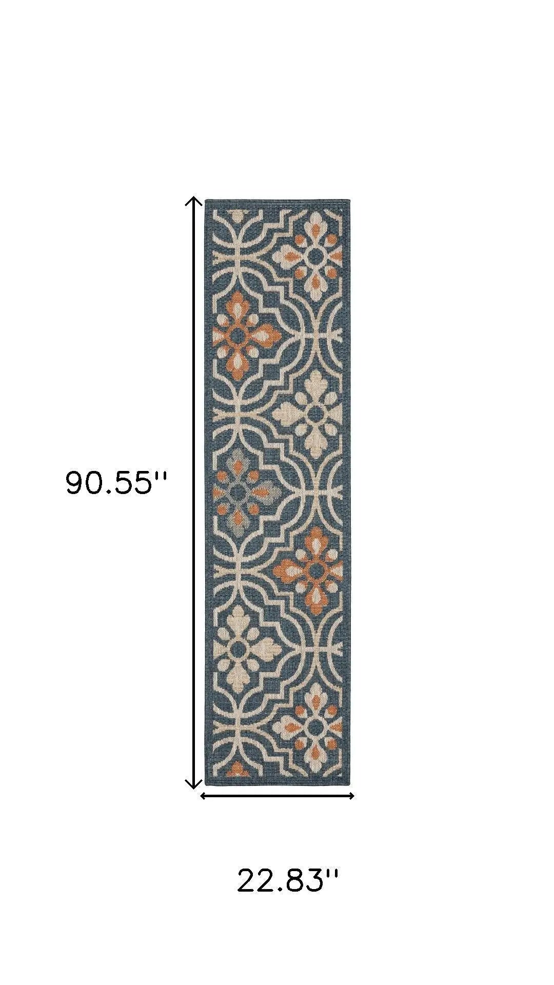 8' Blue And Orange Moroccan Indoor Outdoor Area Rug Homeroots Outdoor