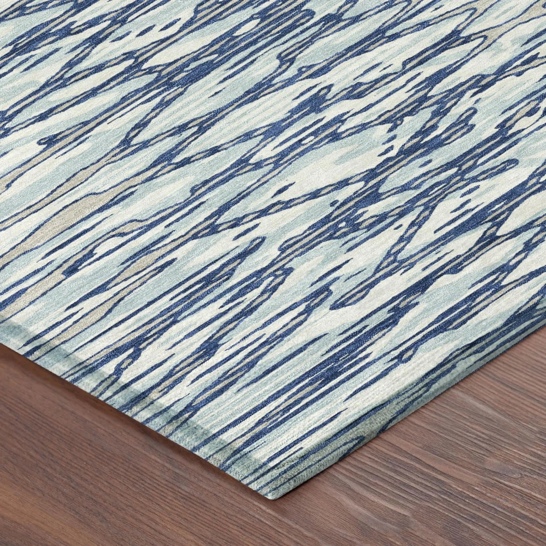 8' Blue And Silver Round Abstract Washable Indoor Outdoor Area Rug Homeroots Outdoor