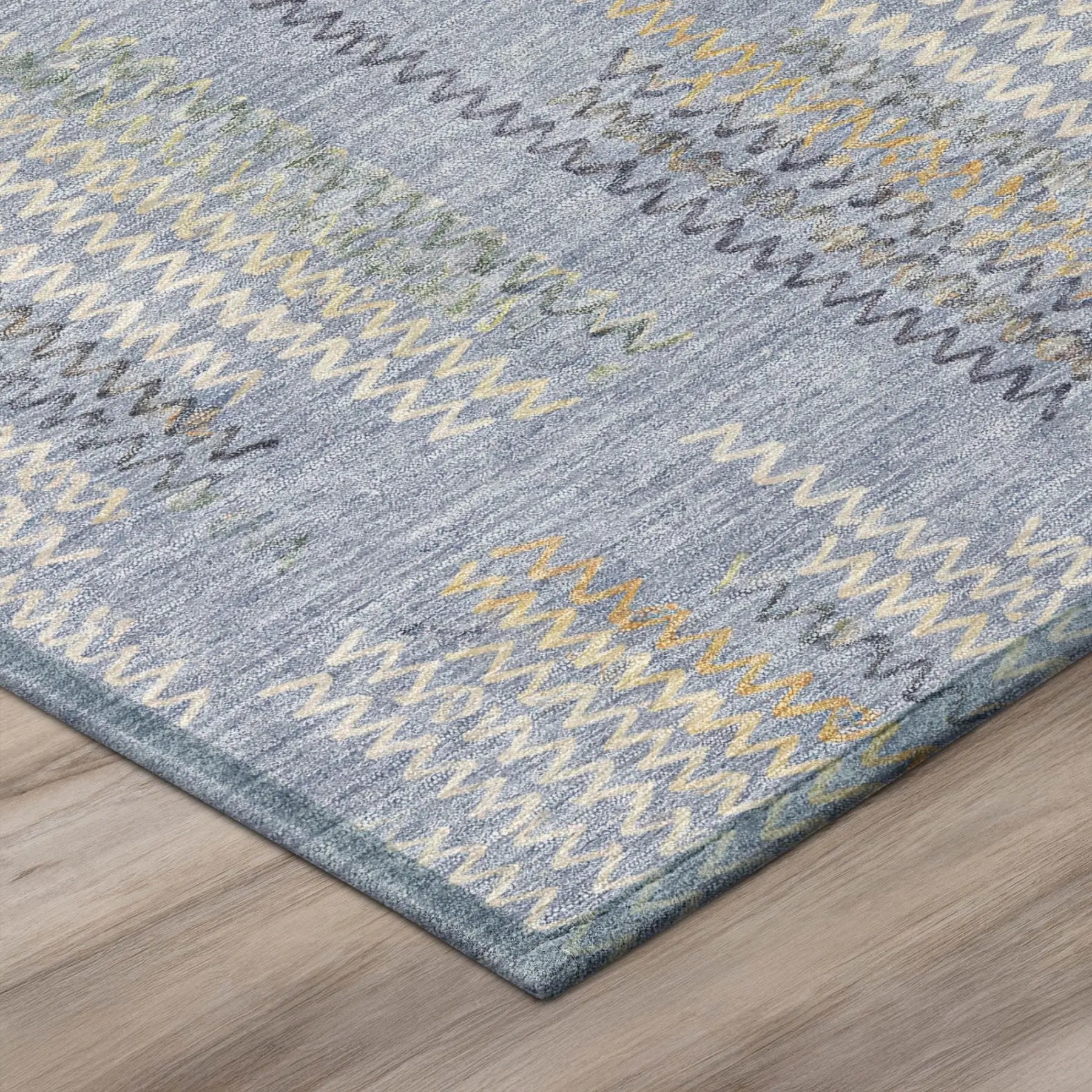 8' Blue And Silver Round Abstract Washable Indoor Outdoor Area Rug Homeroots Outdoor