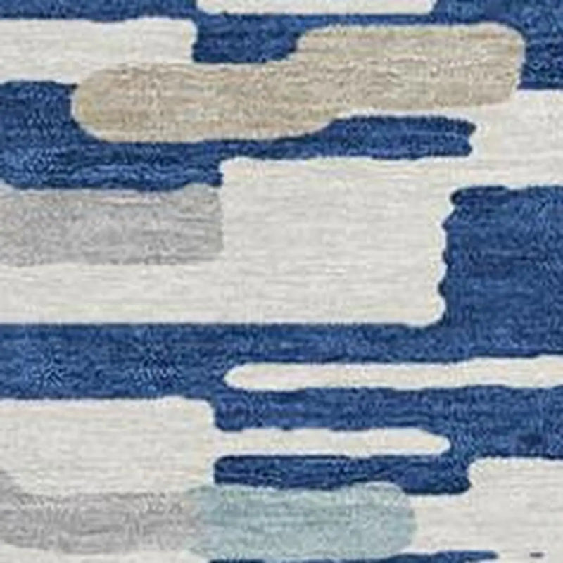 8' Blue And Silver Round Geometric Washable Indoor Outdoor Area Rug Homeroots Outdoor