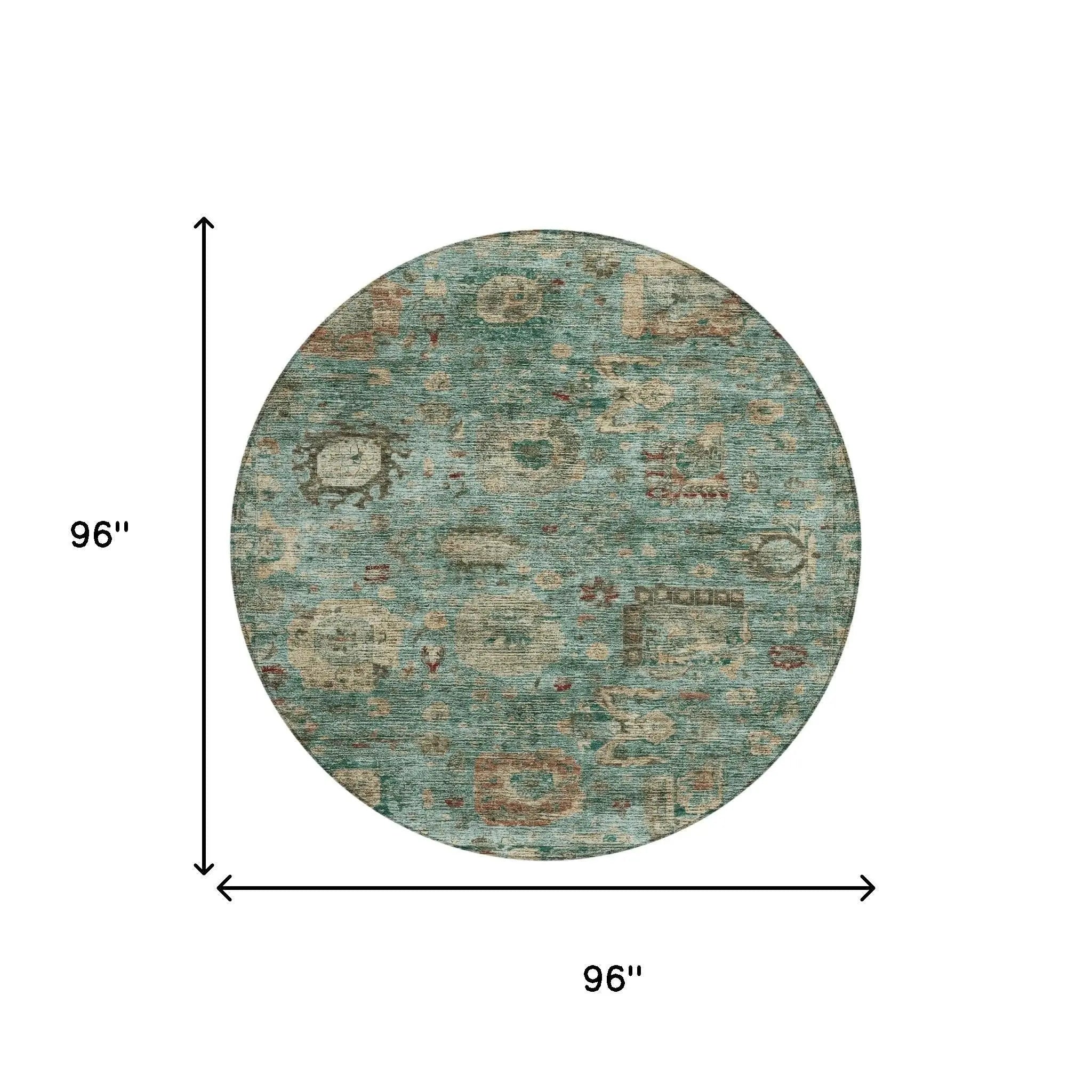 8' Blue And Teal Blue Round Abstract Washable Indoor Outdoor Area Rug Homeroots Outdoor