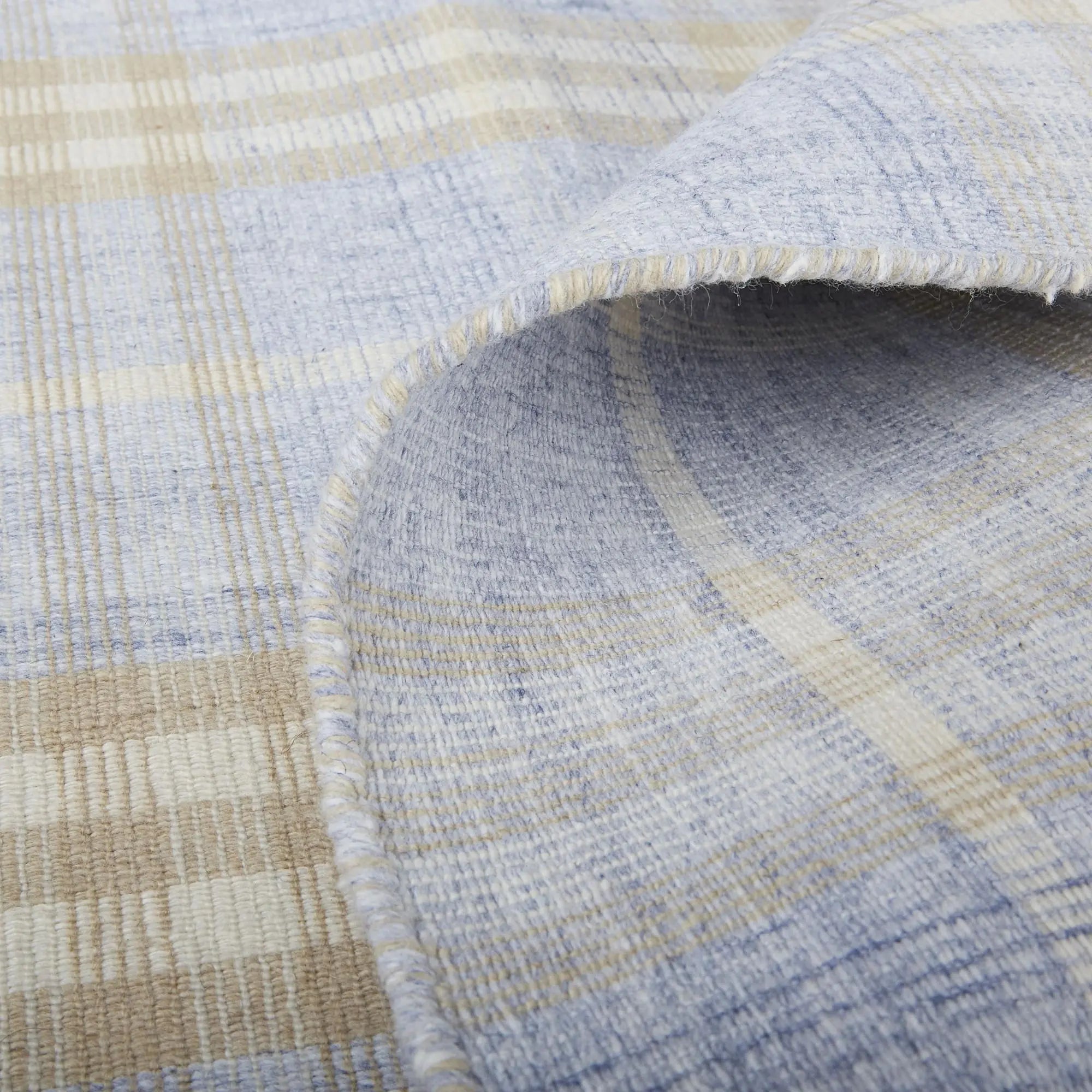 8' Blue Brown And Ivory Plaid Hand Woven Area Rug Homeroots Home Decor