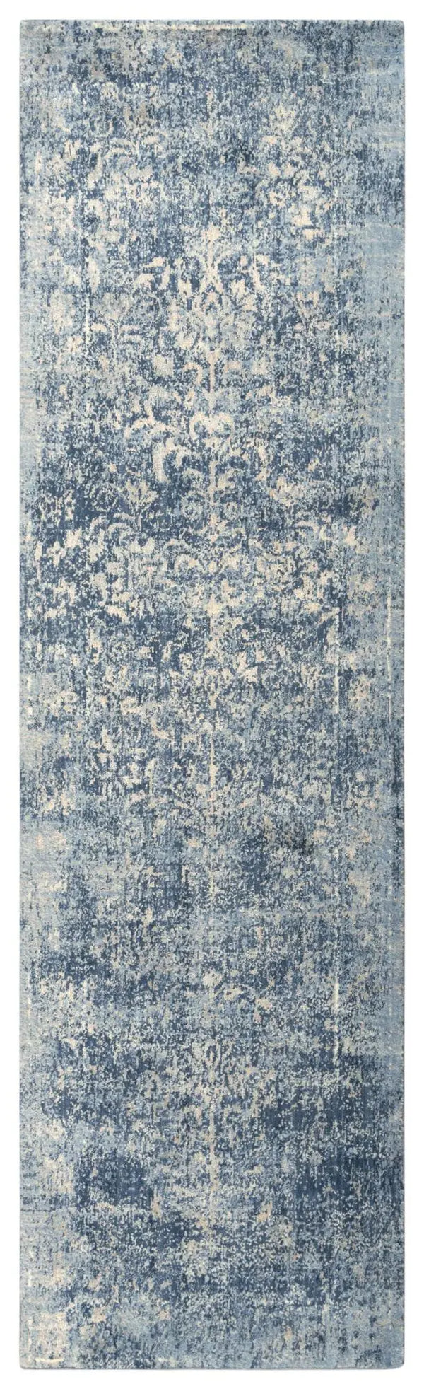 8' Blue Gray Beige And Ivory New Zealand Lambs Wool Oriental Hand Carved Handmade Area Rug Homeroots Home Decor