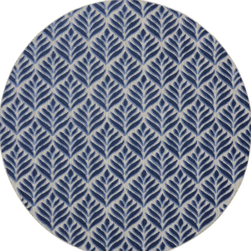 8' Blue Round Floral Indoor Outdoor Area Rug Homeroots Outdoor