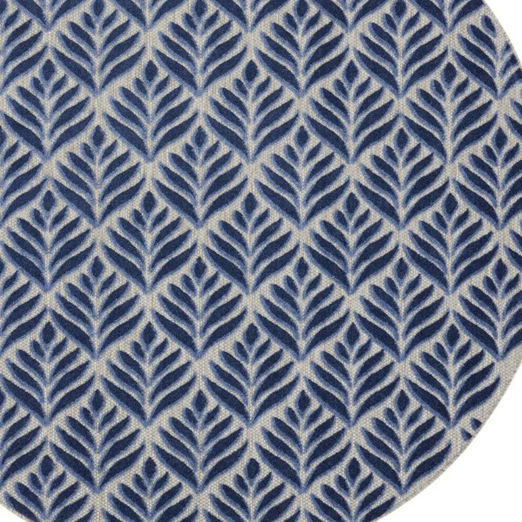 8' Blue Round Floral Indoor Outdoor Area Rug Homeroots Outdoor