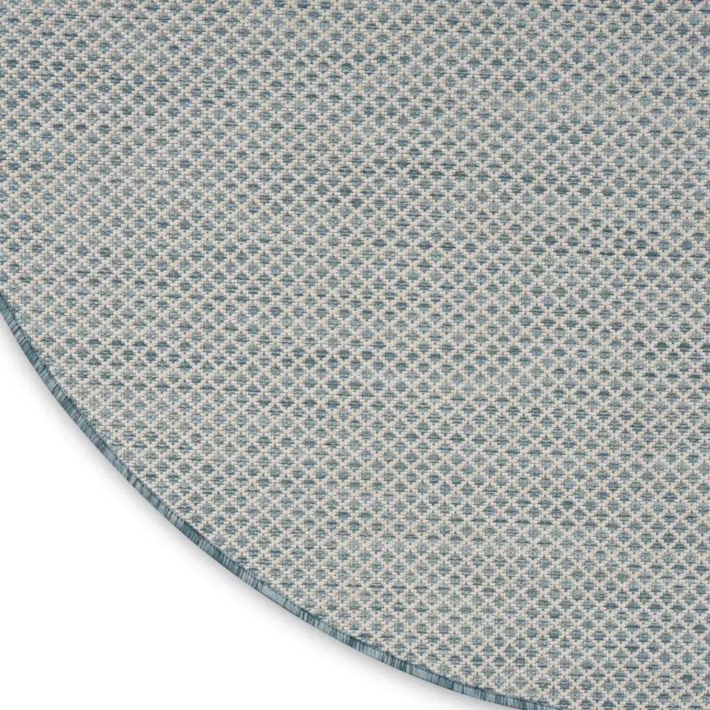 8' Blue Round Geometric Power Loom Area Rug Homeroots Outdoor