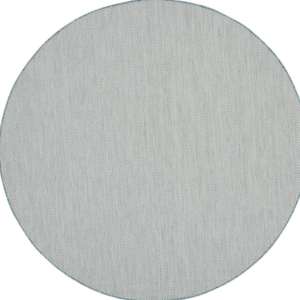 8' Blue Round Geometric Power Loom Area Rug Homeroots Outdoor