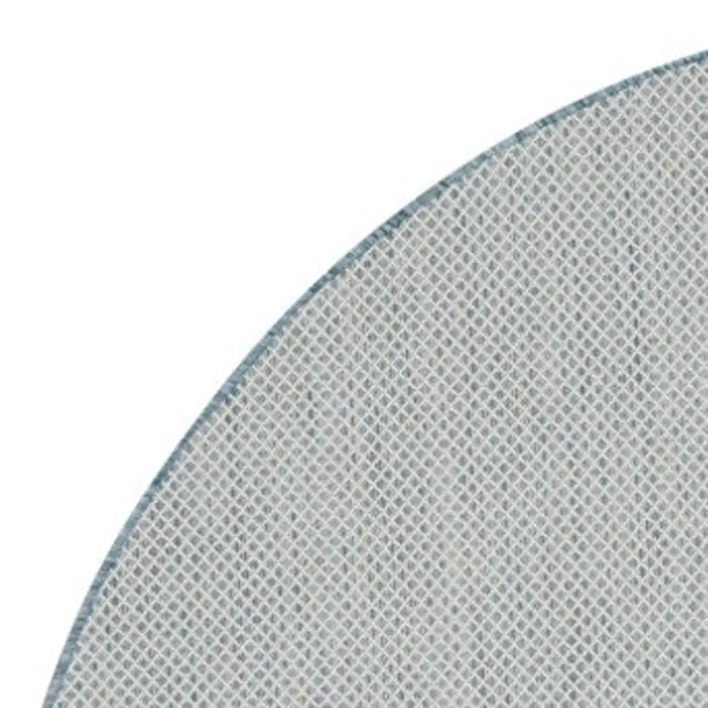 8' Blue Round Geometric Power Loom Area Rug Homeroots Outdoor