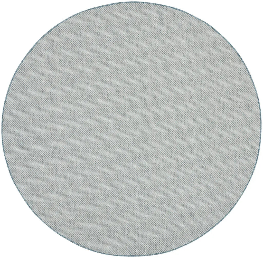 8' Blue Round Geometric Power Loom Area Rug Homeroots Outdoor