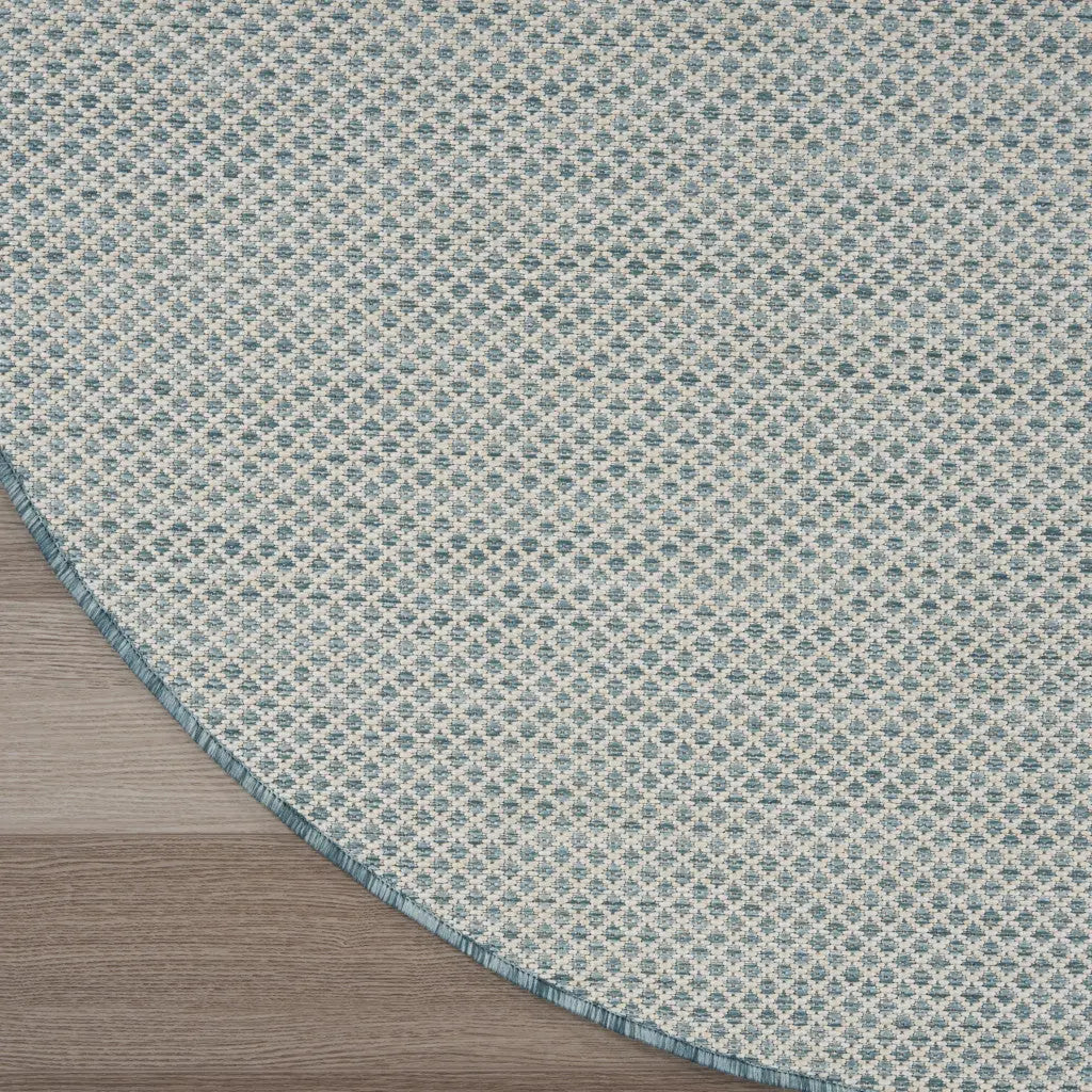 8' Blue Round Geometric Power Loom Area Rug Homeroots Outdoor