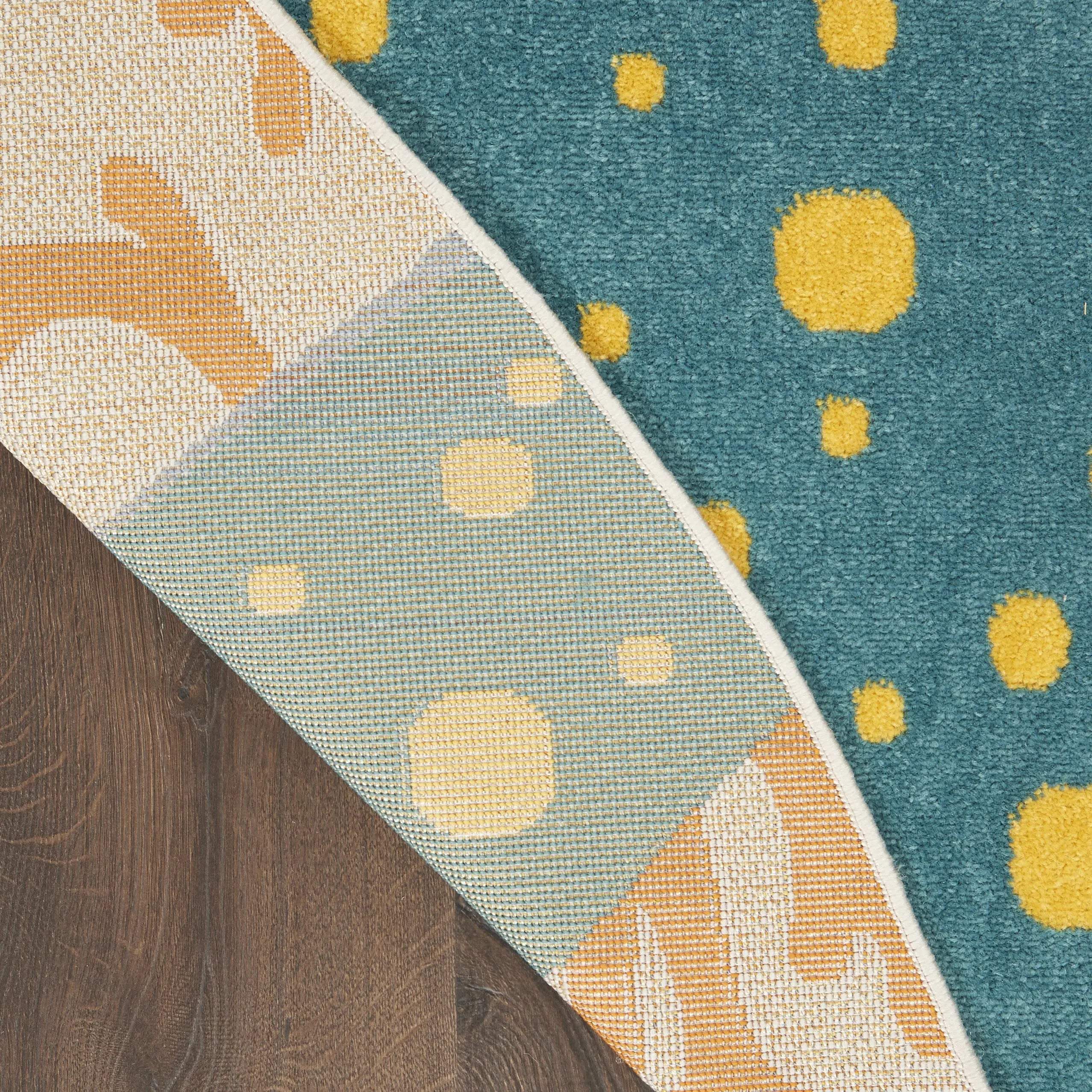 8' Blue Yellow And Orange Round Starfish Indoor Outdoor Area Rug Homeroots Outdoor