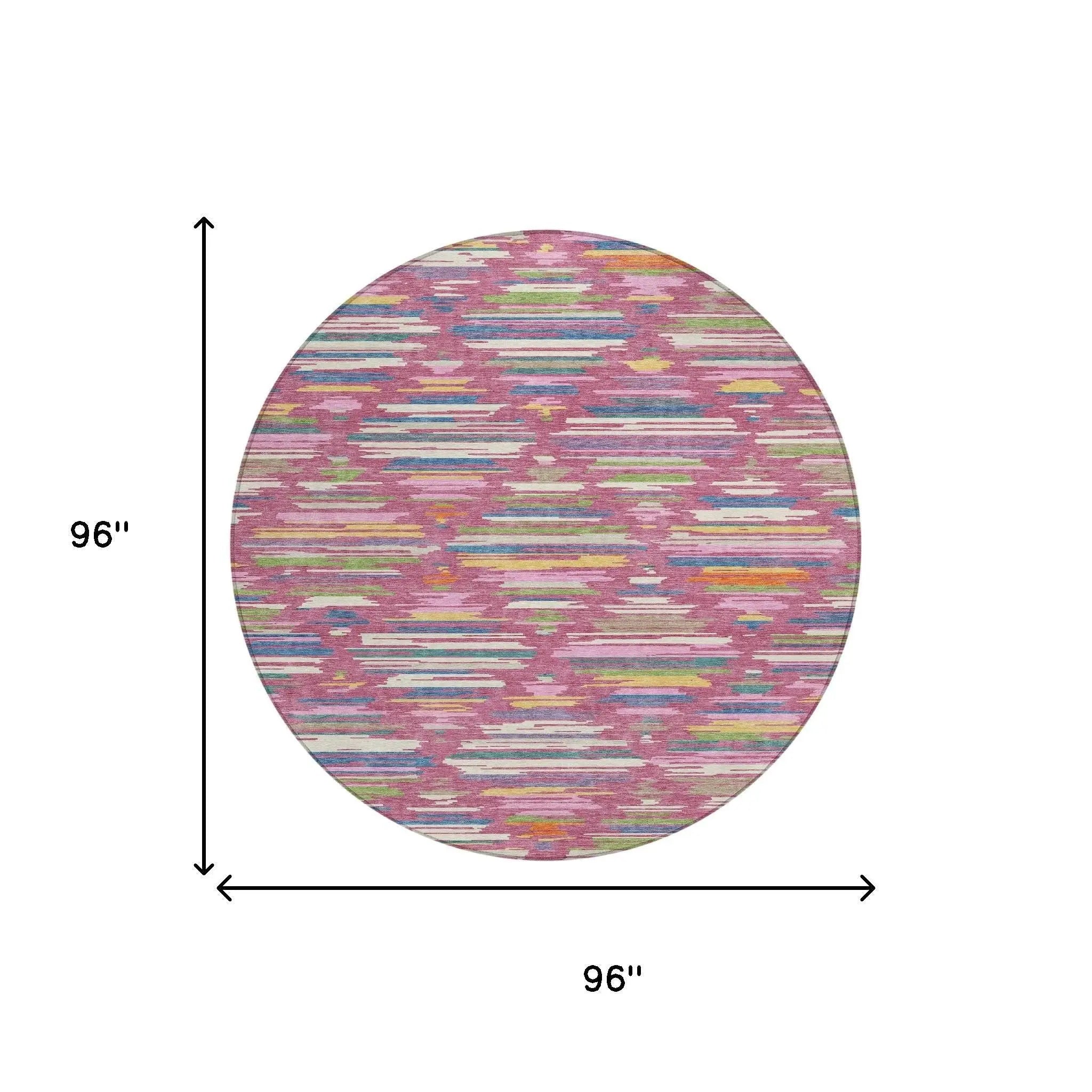 8' Blush And Ivory Round Southwestern Washable Indoor Outdoor Area Rug Homeroots Outdoor