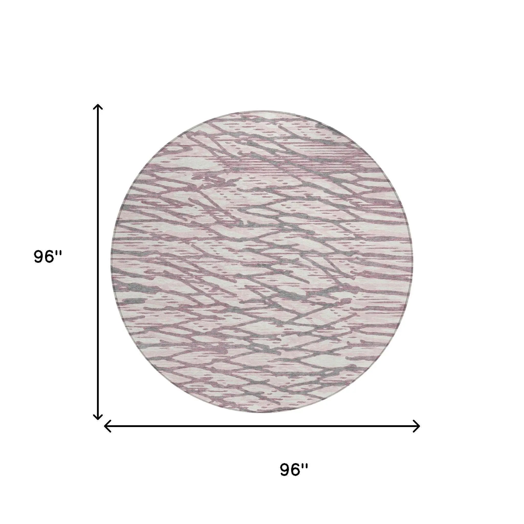 8' Blush And Pink Round Abstract Washable Indoor Outdoor Area Rug Homeroots Outdoor