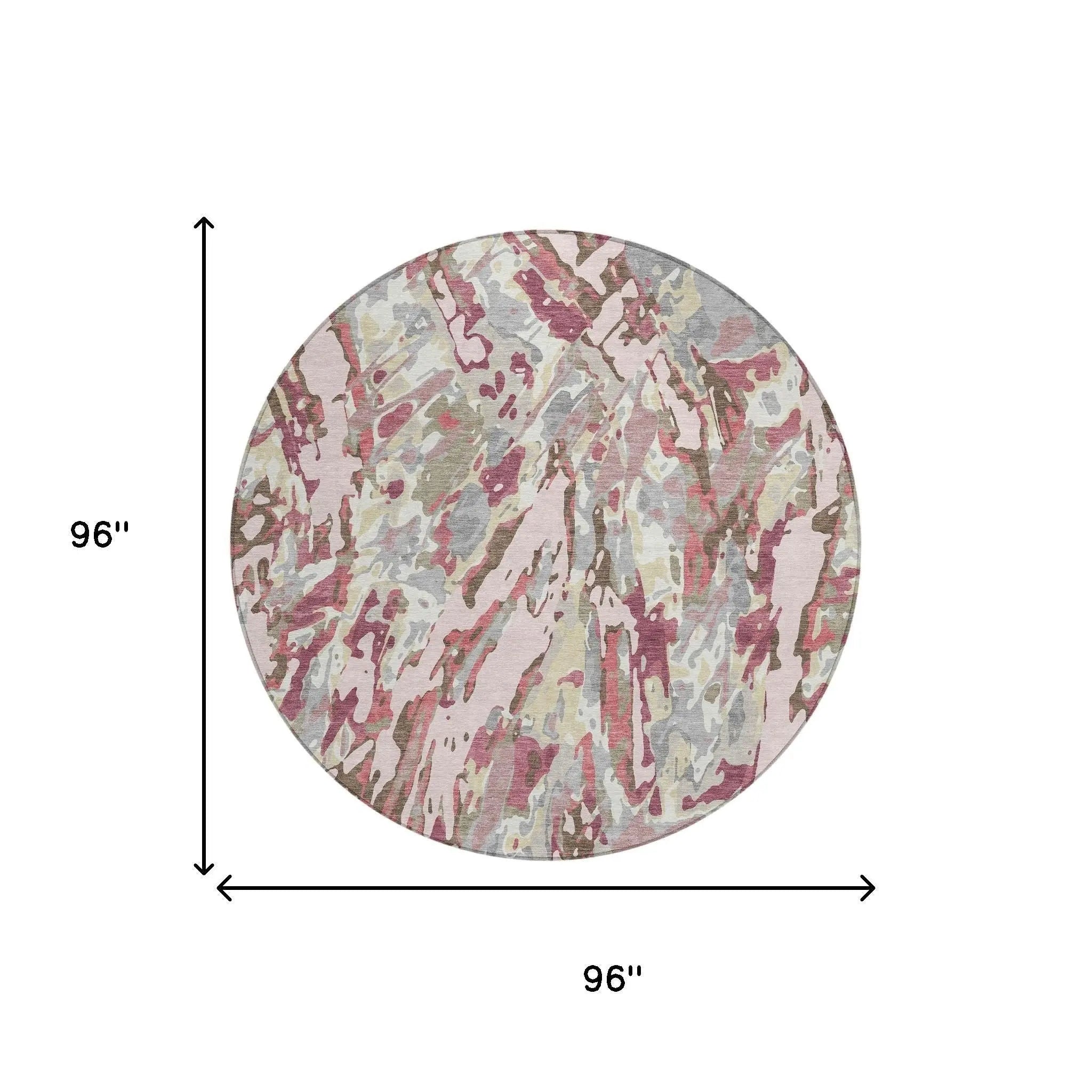 8' Blush And Pink Round Abstract Washable Indoor Outdoor Area Rug Homeroots Outdoor