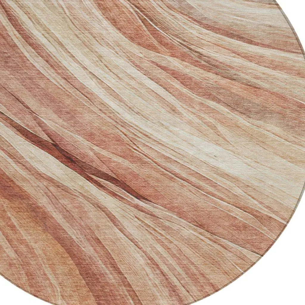 8' Blush And Pink Round Abstract Washable Indoor Outdoor Area Rug Homeroots Outdoor