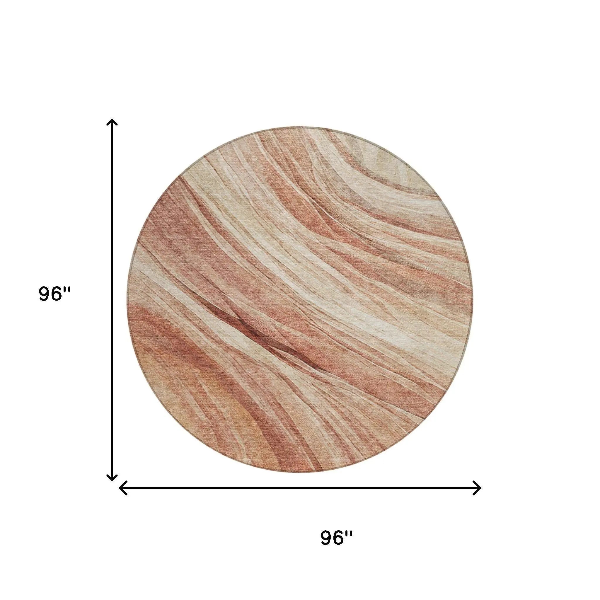 8' Blush And Pink Round Abstract Washable Indoor Outdoor Area Rug Homeroots Outdoor