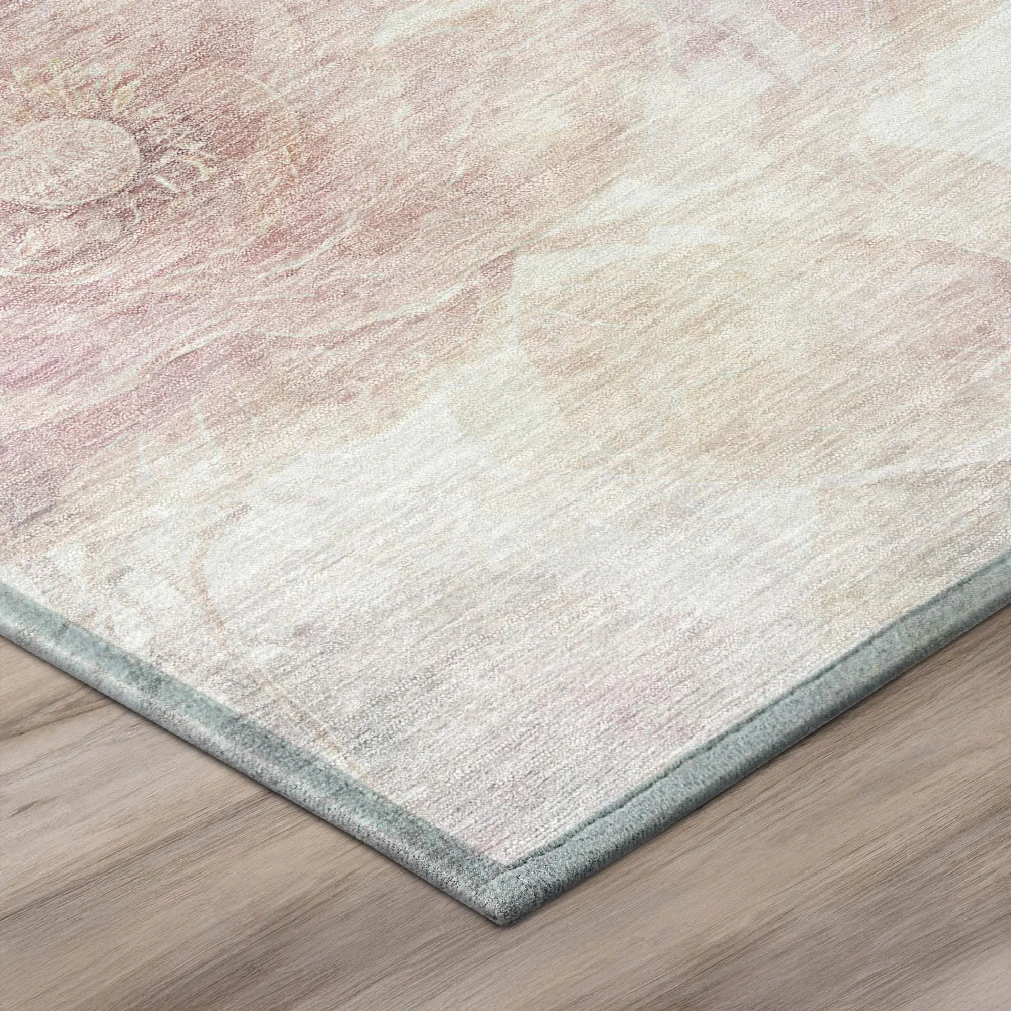 8' Blush And Pink Round Floral Washable Indoor Outdoor Area Rug Homeroots Outdoor