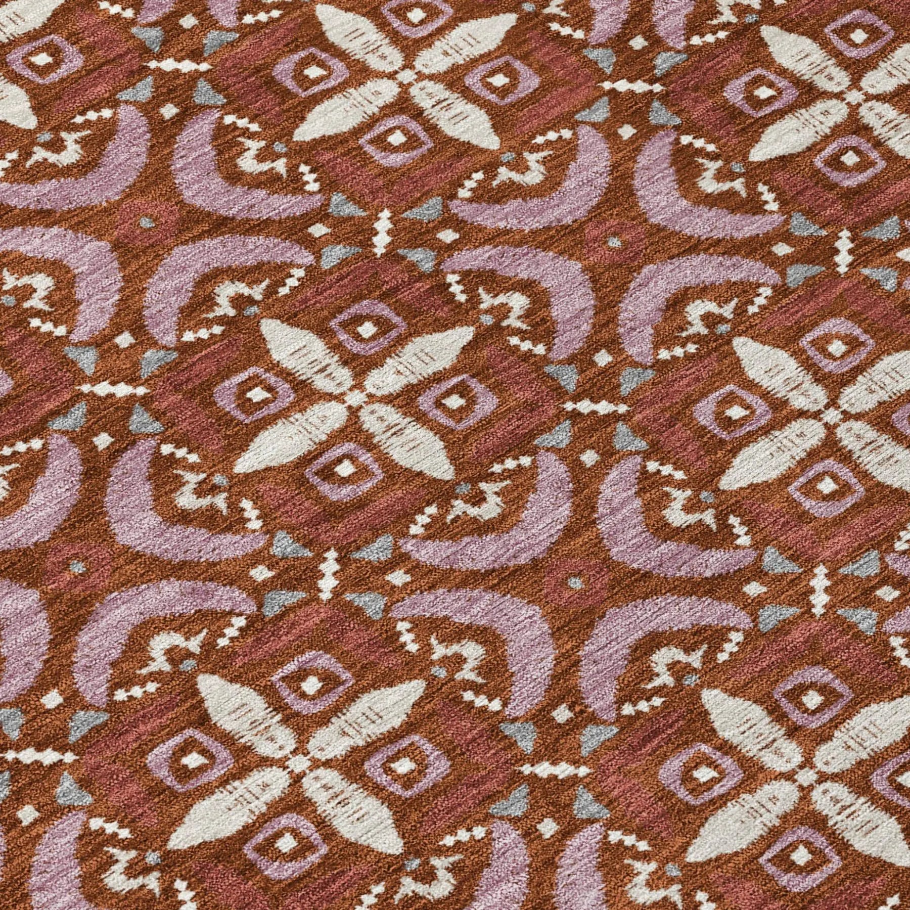 8' Brick Red And Red Round Geometric Washable Indoor Outdoor Area Rug Homeroots Outdoor