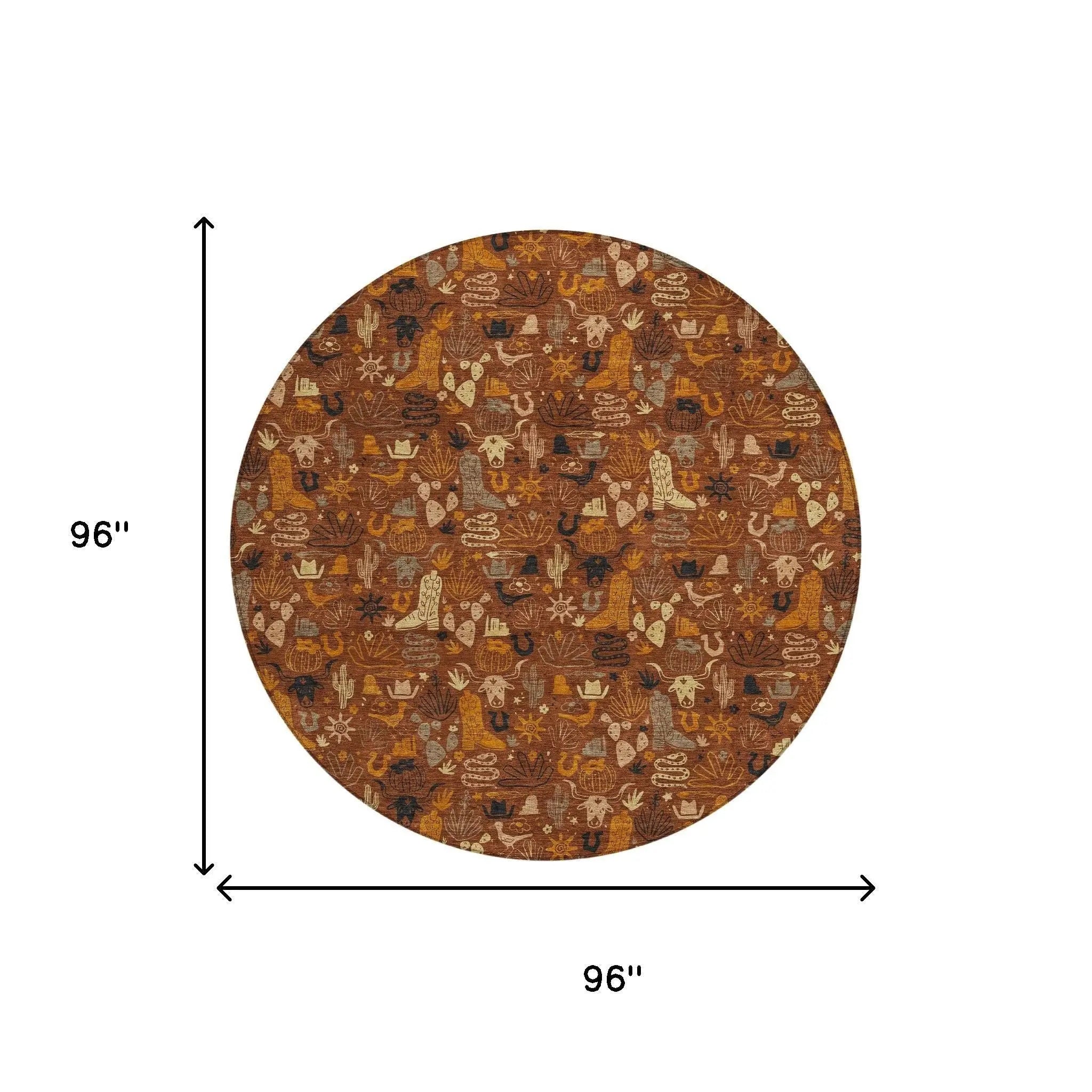 8' Brick Red And Red Round Stars Washable Indoor Outdoor Area Rug Homeroots Outdoor