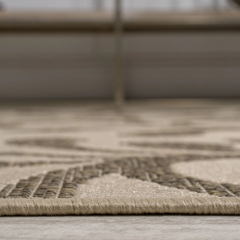 8' Brown And Beige Floral Indoor Outdoor Runner Rug Homeroots Outdoor