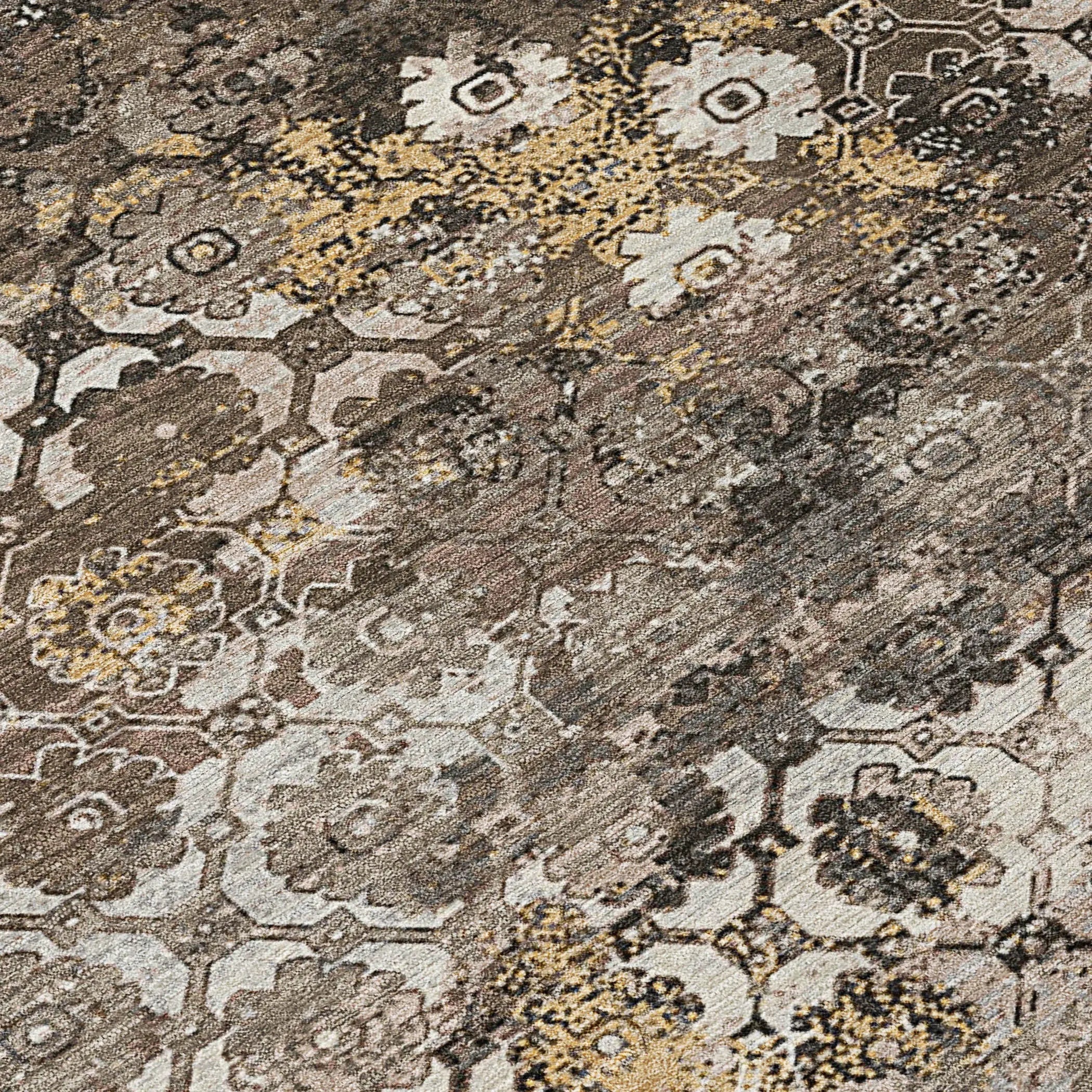 8' Brown And Beige Round Abstract Washable Indoor Outdoor Area Rug Homeroots Outdoor