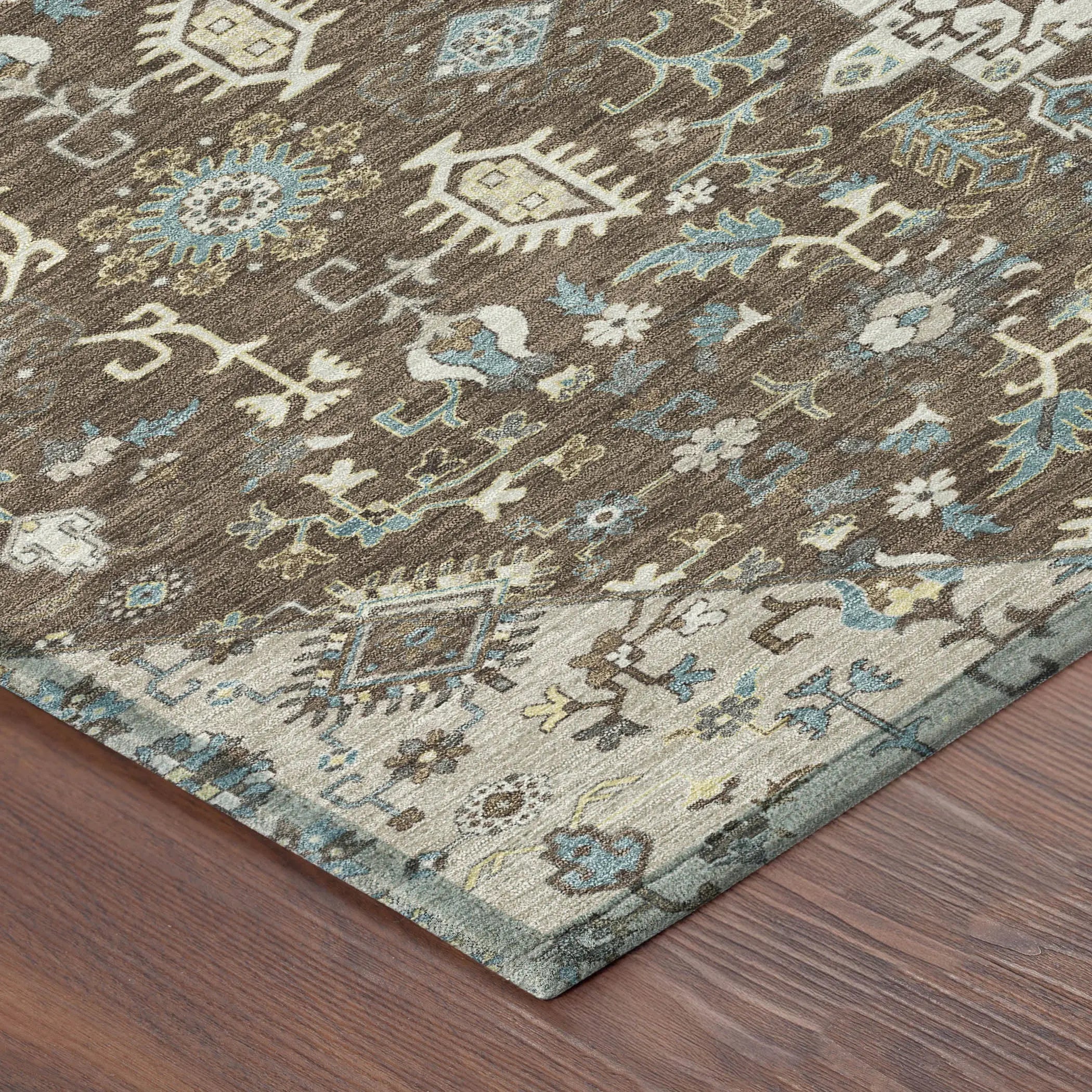 8' Brown And Beige Round Medallion Washable Indoor Outdoor Area Rug Homeroots Outdoor