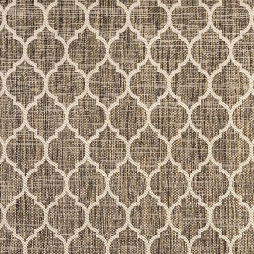 8' Brown And Beige Square Geometric Indoor Outdoor Area Rug - GreatEagleInc