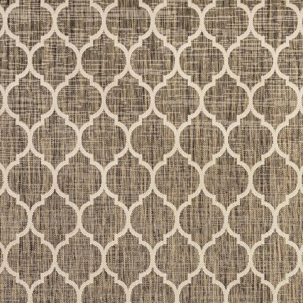 8' Brown And Beige Square Geometric Indoor Outdoor Area Rug - GreatEagleInc