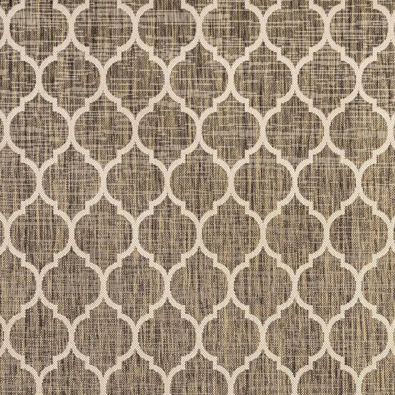 8' Brown And Beige Square Geometric Indoor Outdoor Area Rug - GreatEagleInc