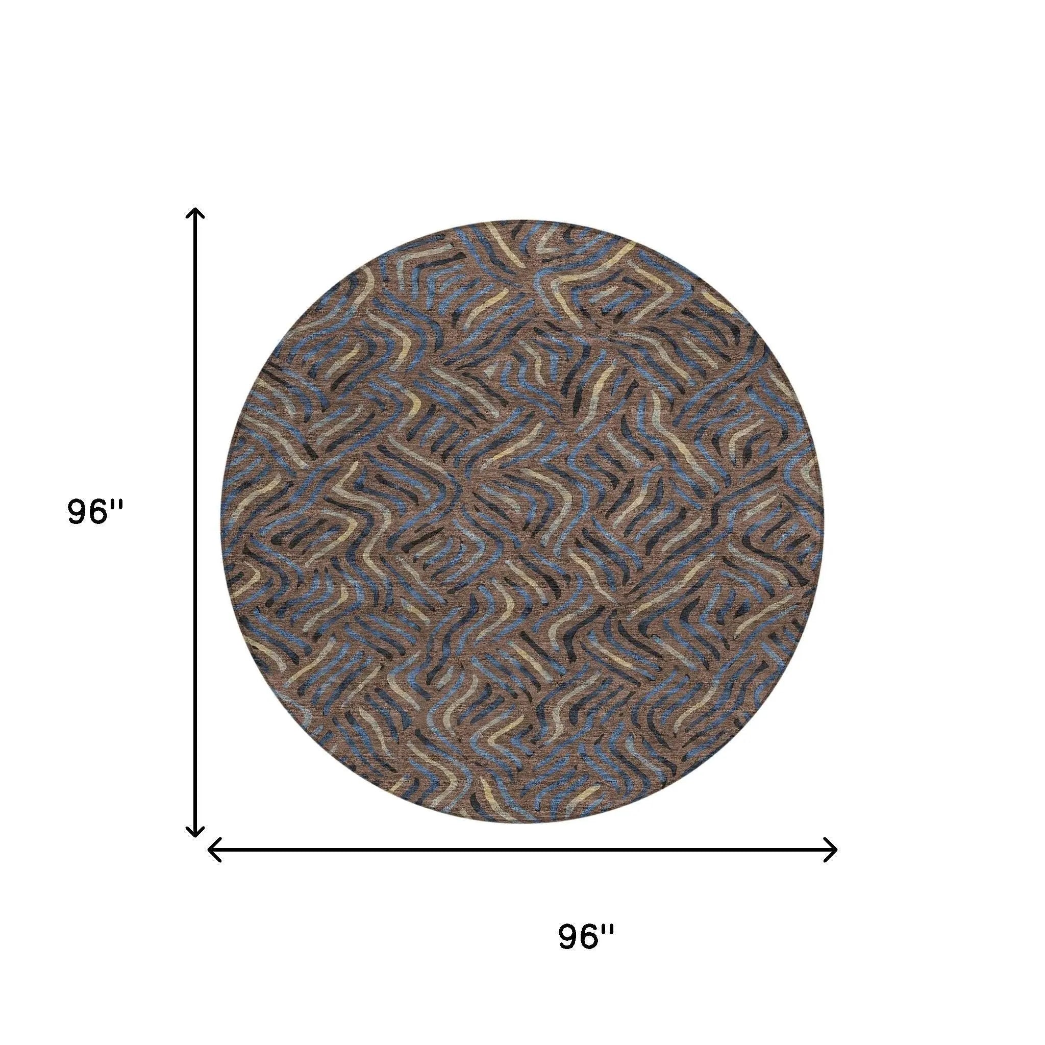8' Brown And Black Round Abstract Washable Indoor Outdoor Area Rug Homeroots Outdoor
