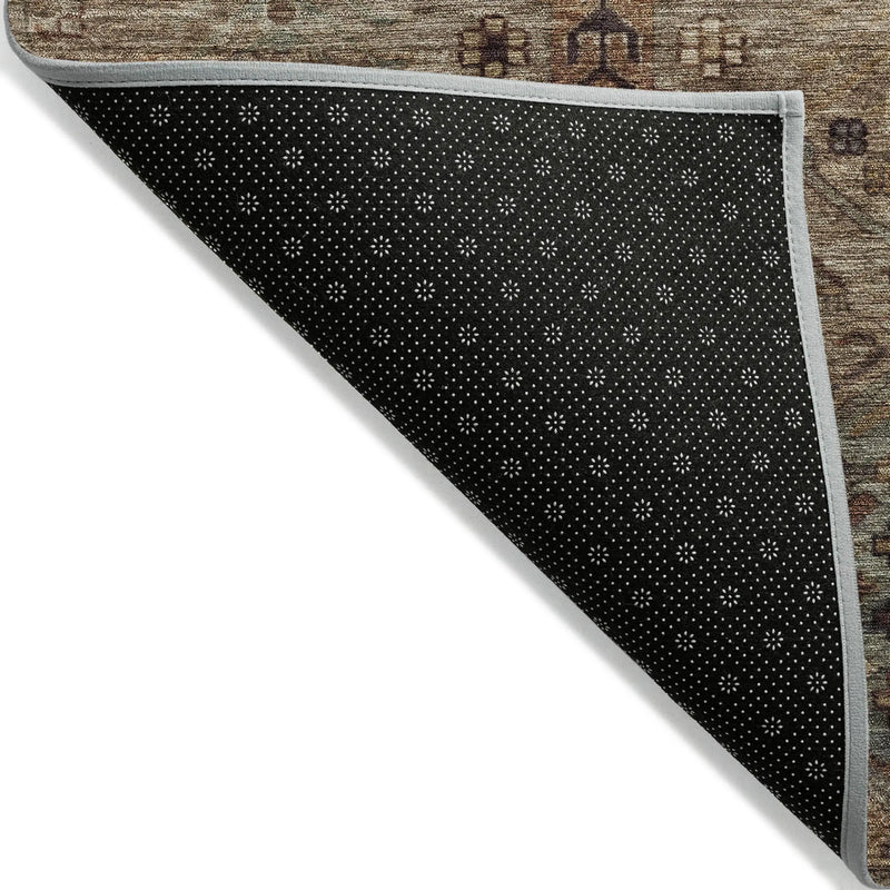 8' Brown And Copper Round Tribal Washable Indoor Outdoor Area Rug - GreatEagleInc