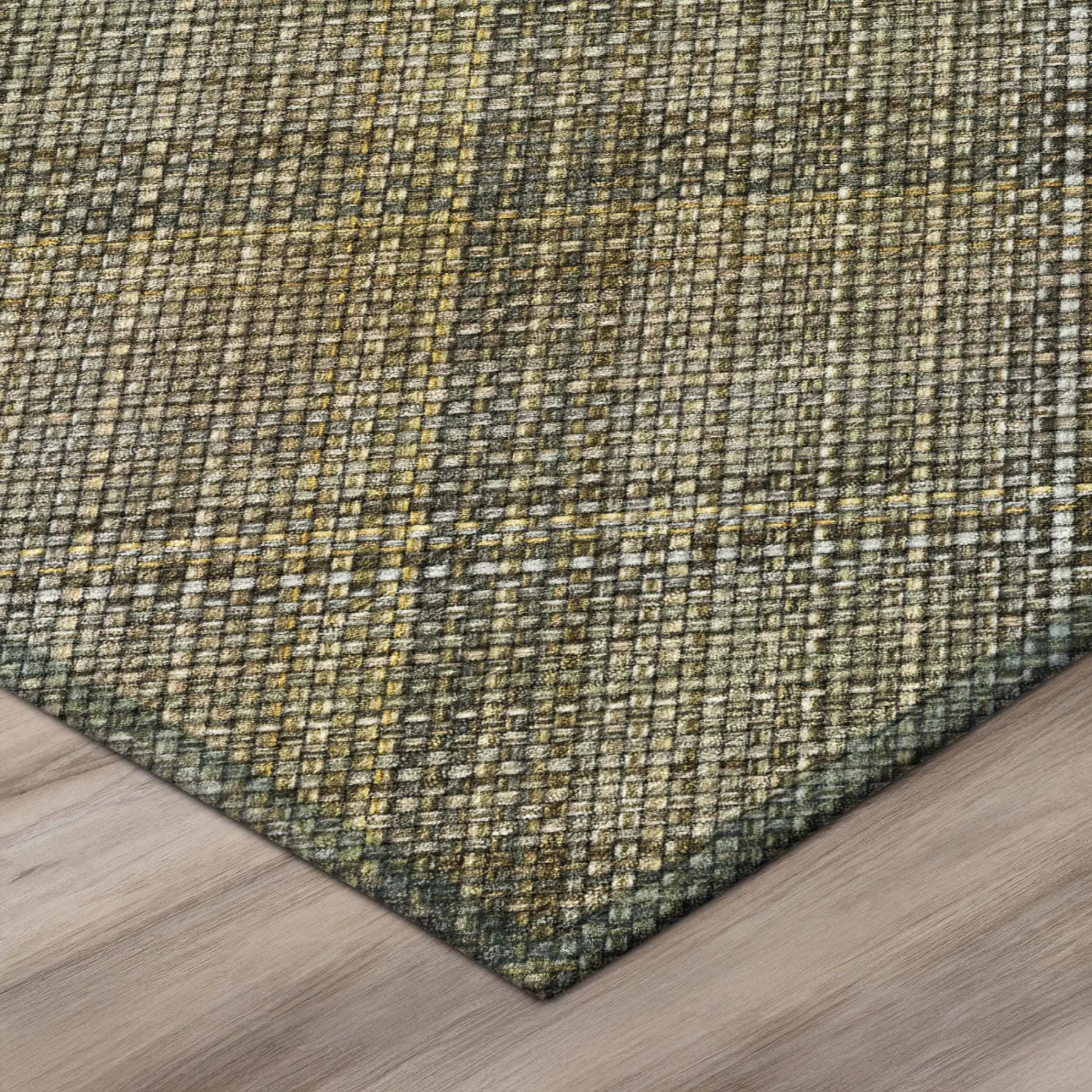8' Brown And Gold Round Plaid Washable Indoor Outdoor Area Rug Homeroots Outdoor