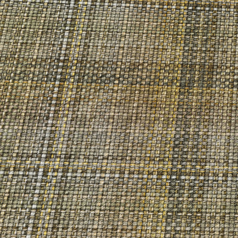 8' Brown And Gold Round Plaid Washable Indoor Outdoor Area Rug Homeroots Outdoor