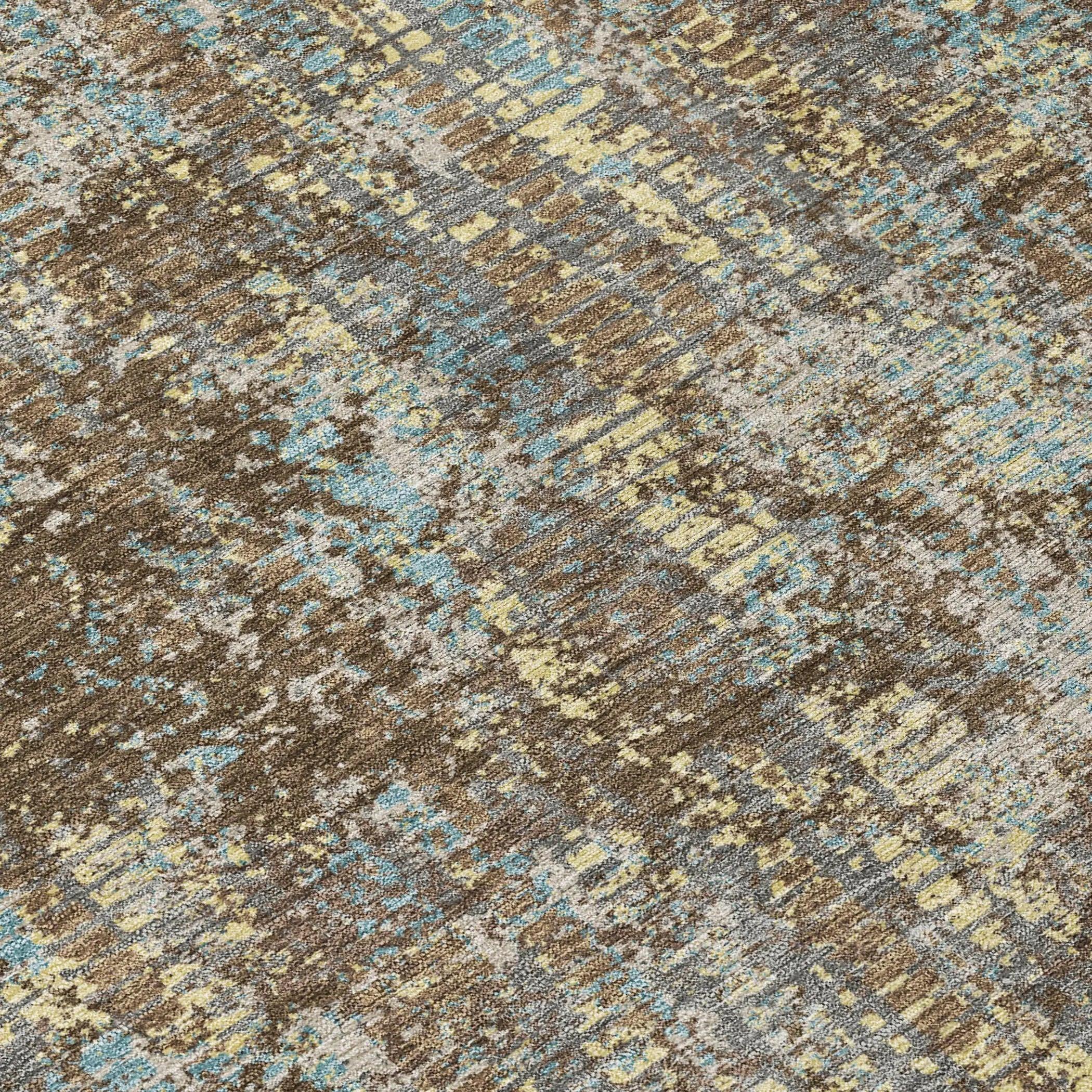 8' Brown And Graphite Round Abstract Washable Indoor Outdoor Area Rug Homeroots Outdoor
