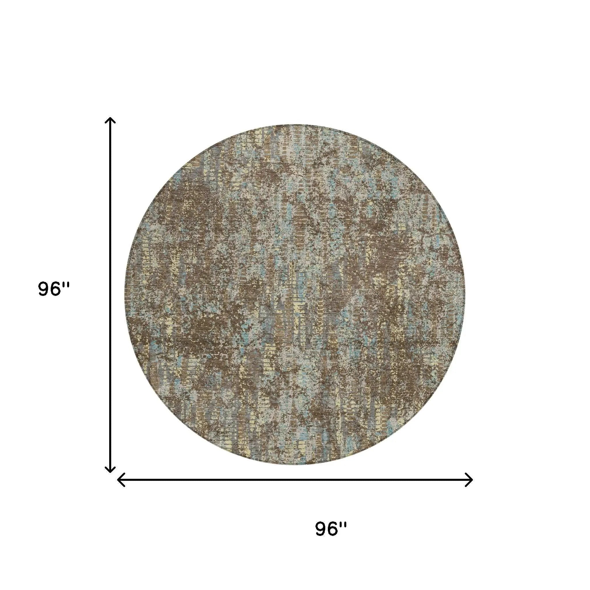 8' Brown And Graphite Round Abstract Washable Indoor Outdoor Area Rug Homeroots Outdoor