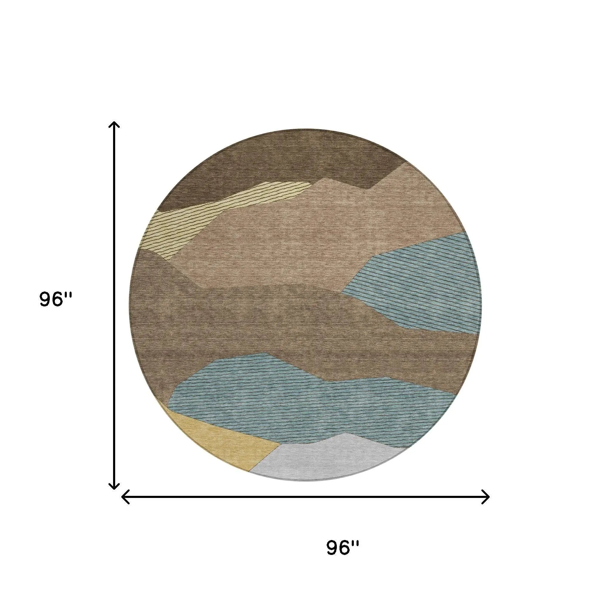 8' Brown And Gray Round Geometric Washable Indoor Outdoor Area Rug Homeroots Outdoor