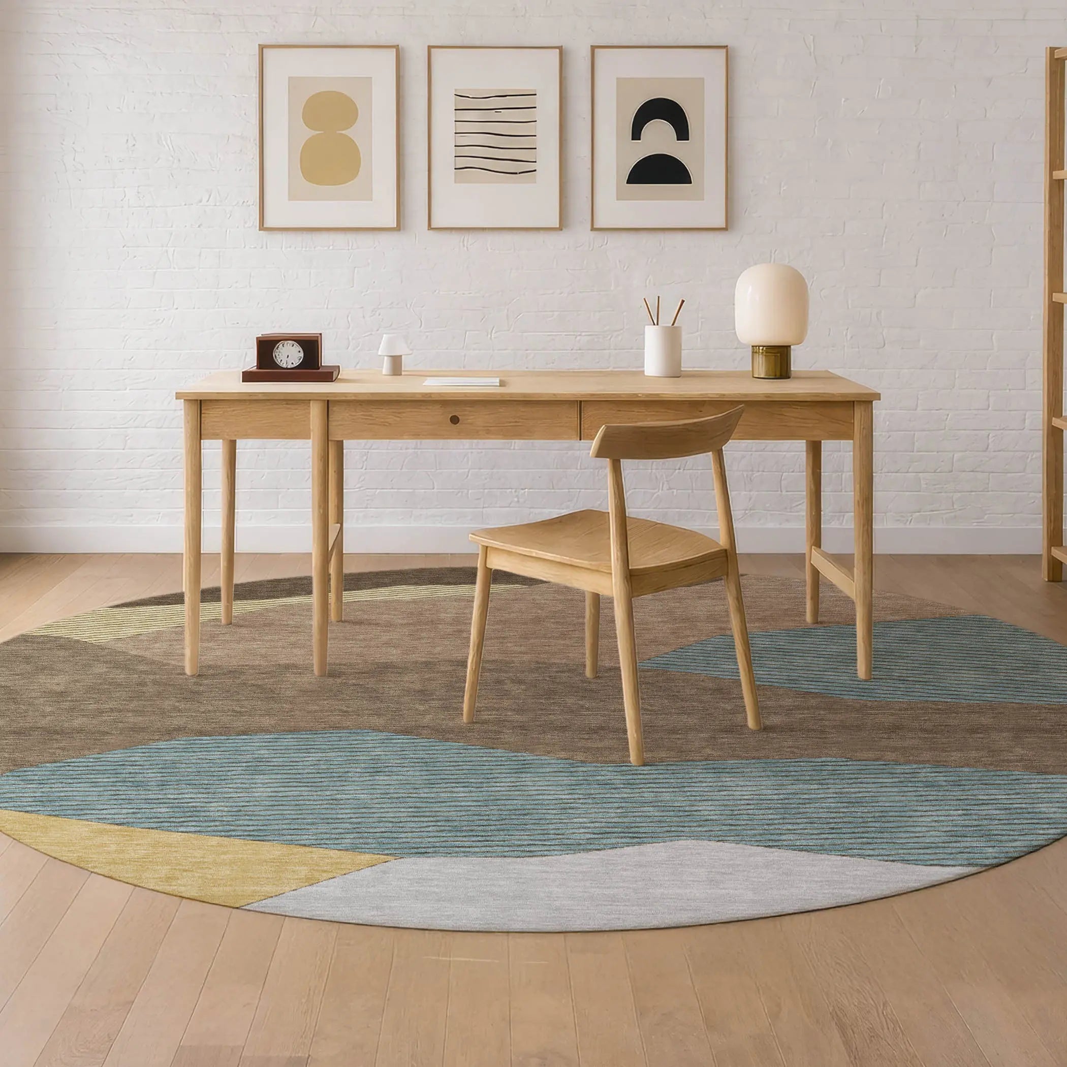 8' Brown And Gray Round Geometric Washable Indoor Outdoor Area Rug Homeroots Outdoor