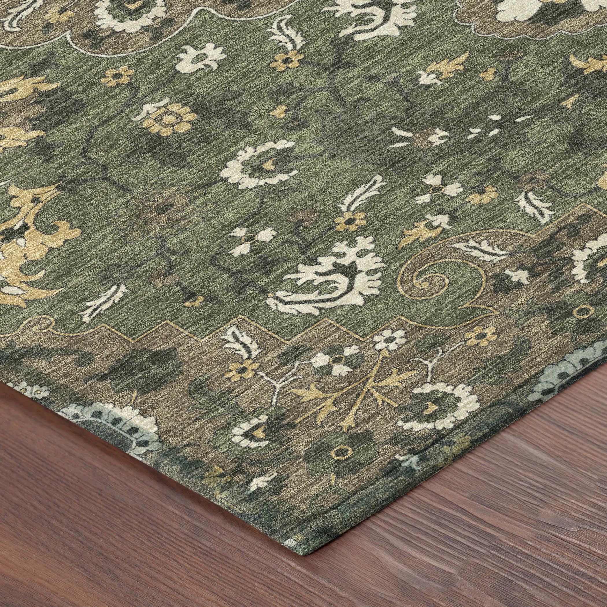 8' Brown And Ivory Round Floral Medallion Washable Indoor Outdoor Area Rug Homeroots Outdoor