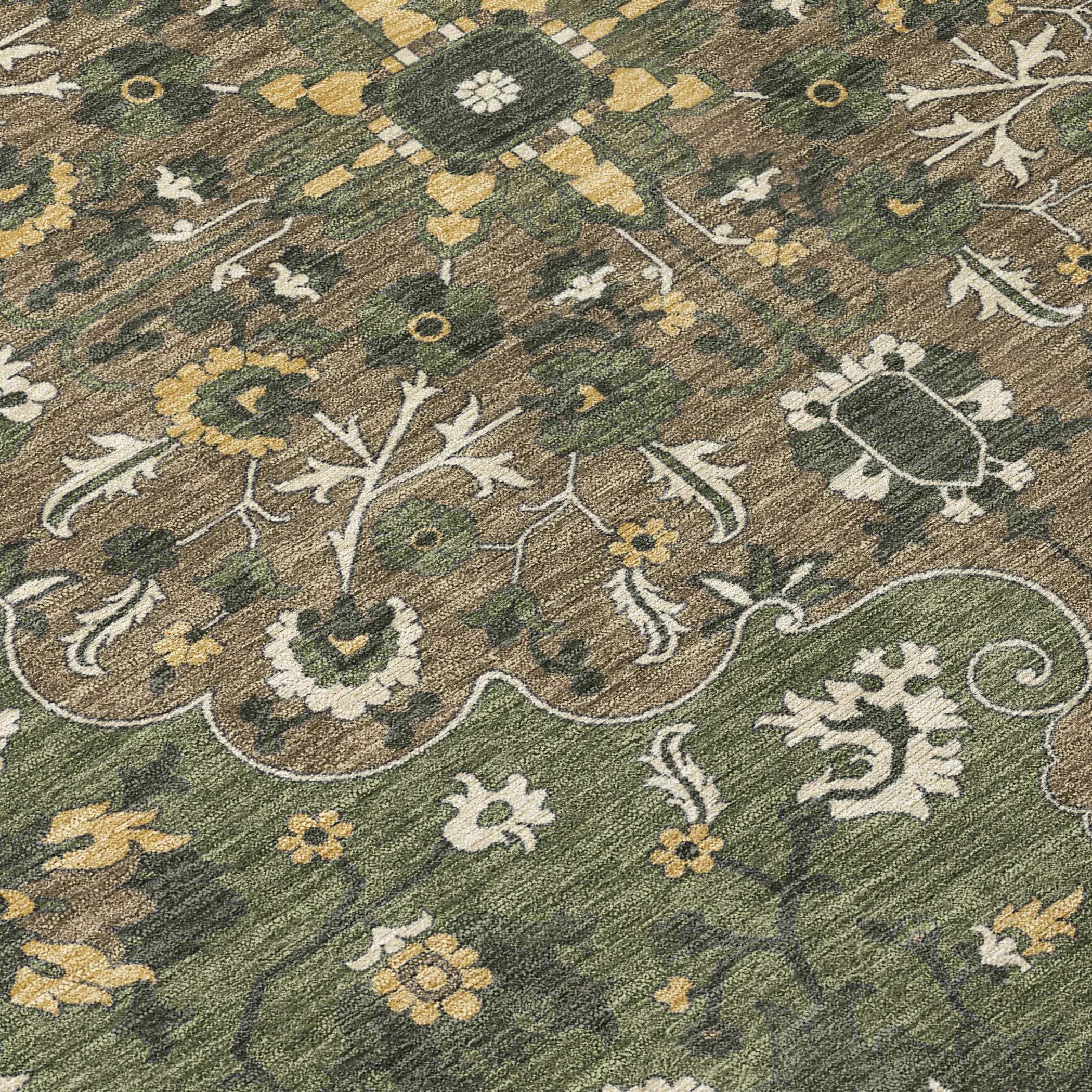 8' Brown And Ivory Round Floral Medallion Washable Indoor Outdoor Area Rug Homeroots Outdoor