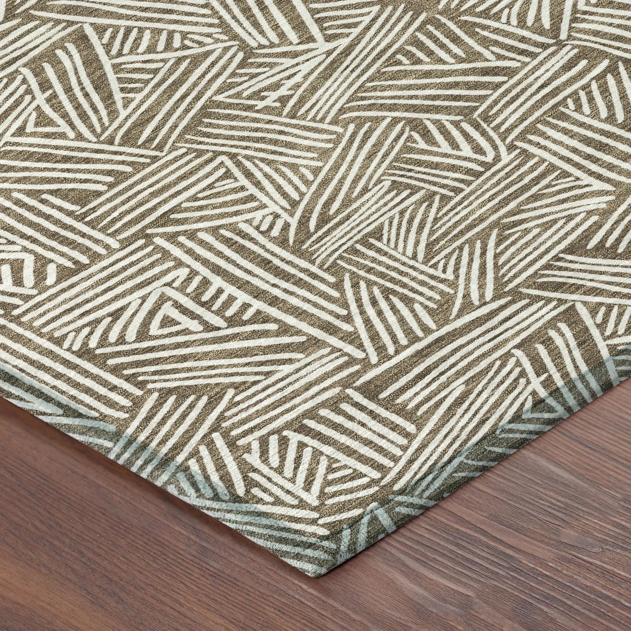 8' Brown And Ivory Round Geometric Washable Indoor Outdoor Area Rug Homeroots Outdoor