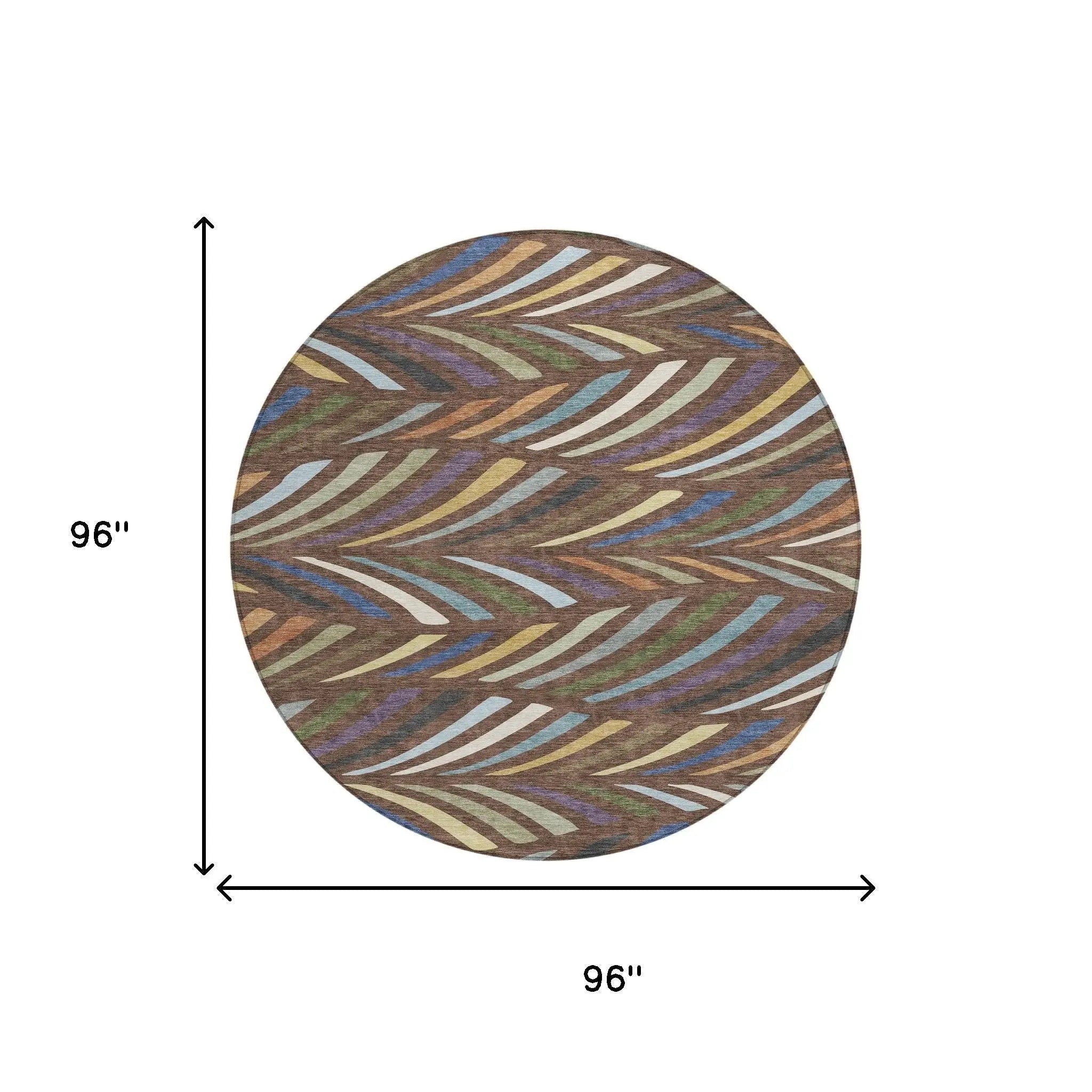 8' Brown And Plum Round Abstract Washable Indoor Outdoor Area Rug Homeroots Outdoor