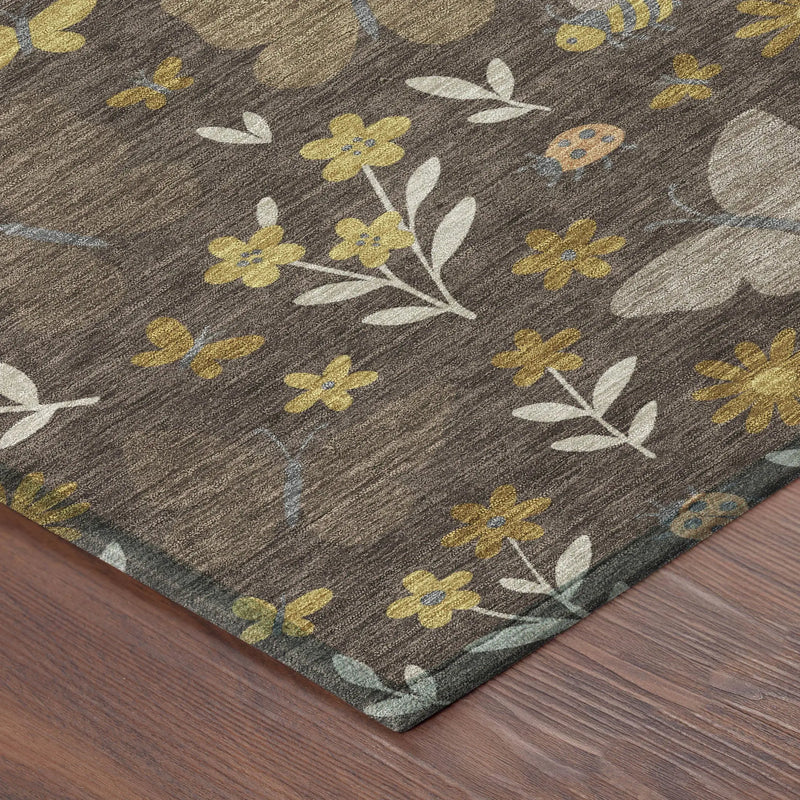 8' Brown And Walnut Round Abstract Washable Indoor Outdoor Area Rug Homeroots Outdoor