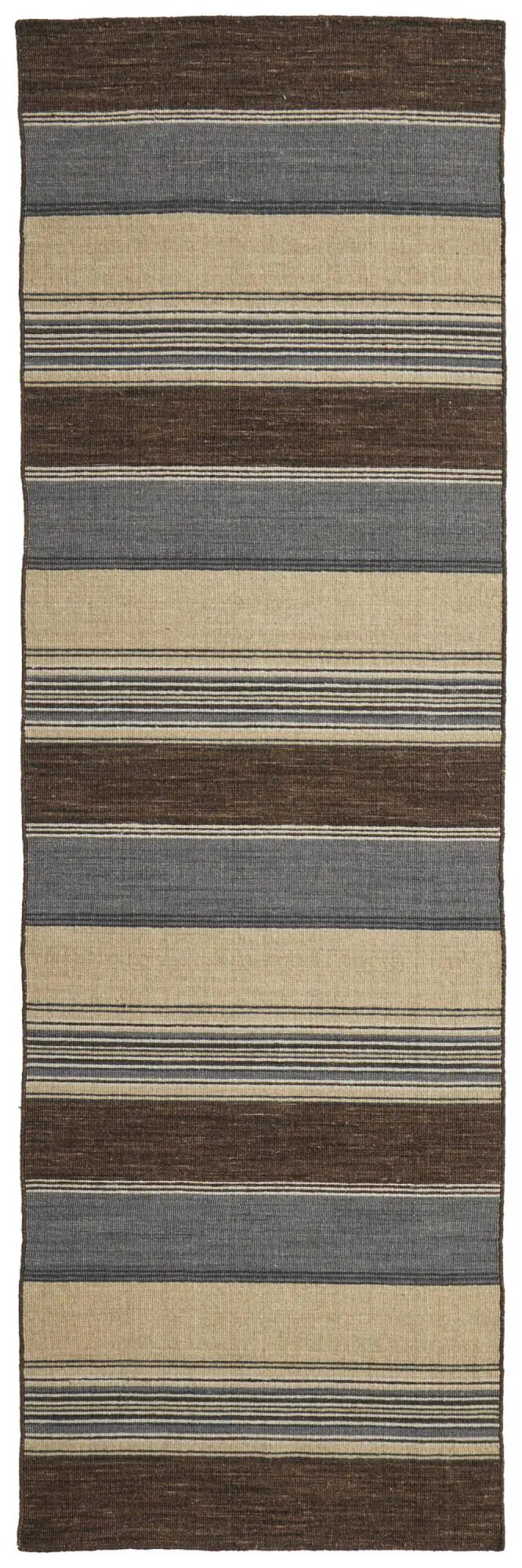 8' Brown Gray And Yellow Wool Striped Hand Knotted Area Rug Homeroots Home Decor
