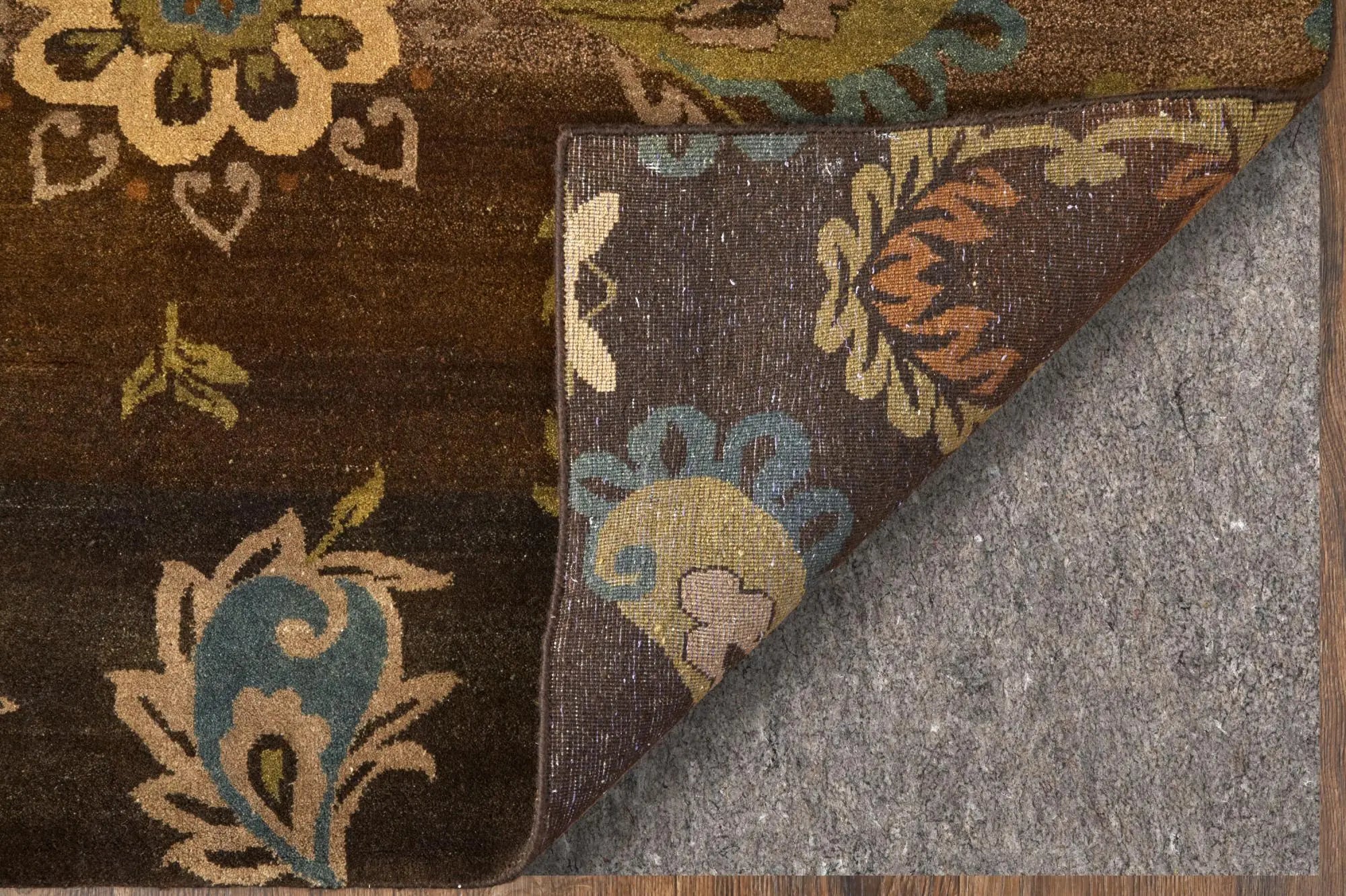 8' Brown Tan And Green Wool Floral Hand Knotted Area Rug Homeroots Home Decor