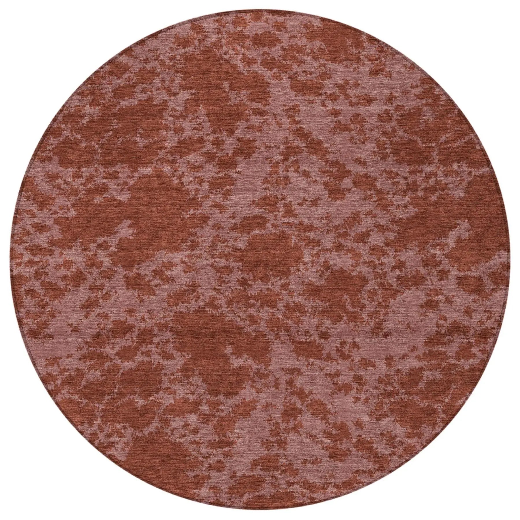 8' Burgundy And Red Round Abstract Washable Indoor Outdoor Area Rug Homeroots Outdoor