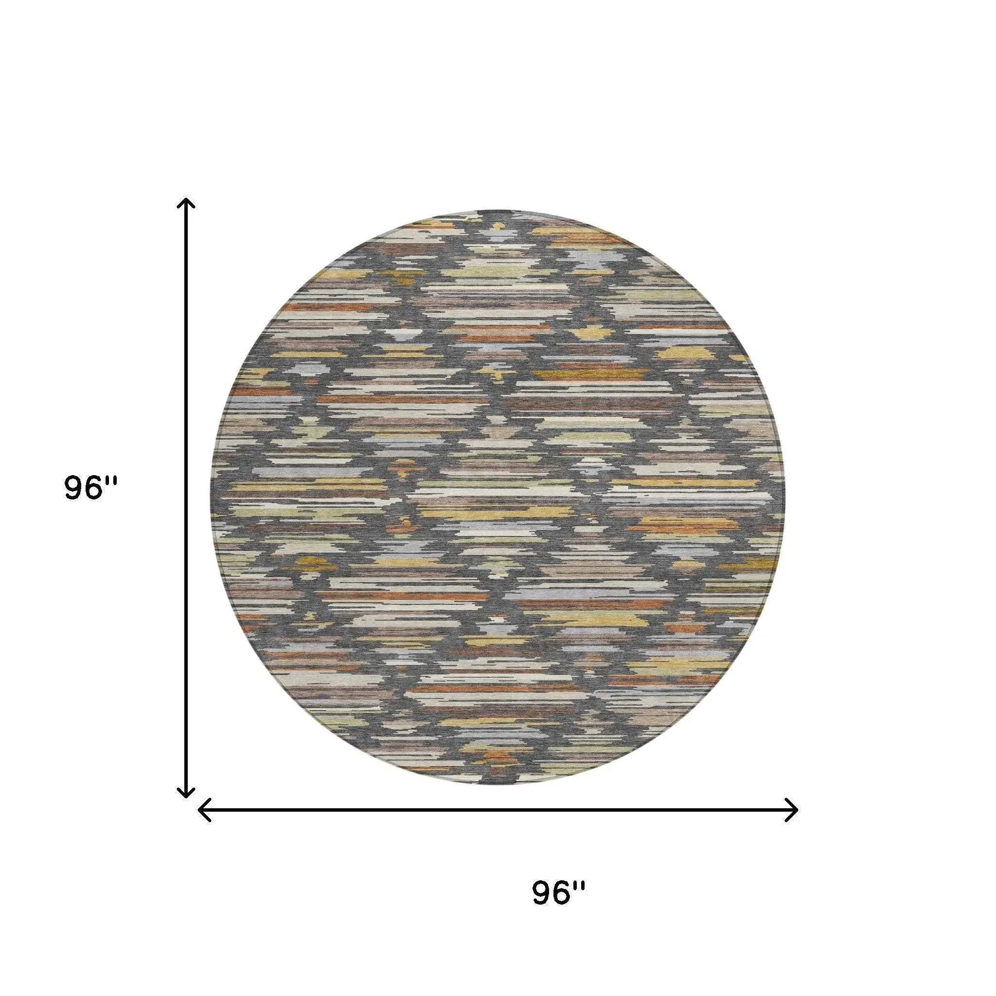 8' Charcoal And Gray Round Southwestern Washable Indoor Outdoor Area Rug Homeroots Outdoor